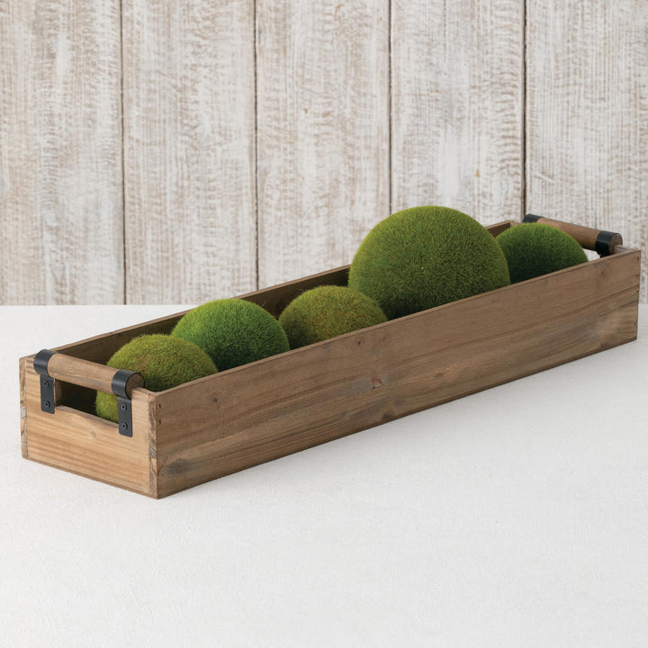 Wooden Box Tray with Handles, 24 x 6