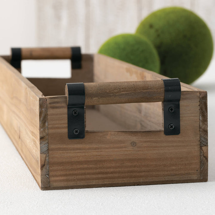 Wooden Box Tray with Handles, 24 x 6