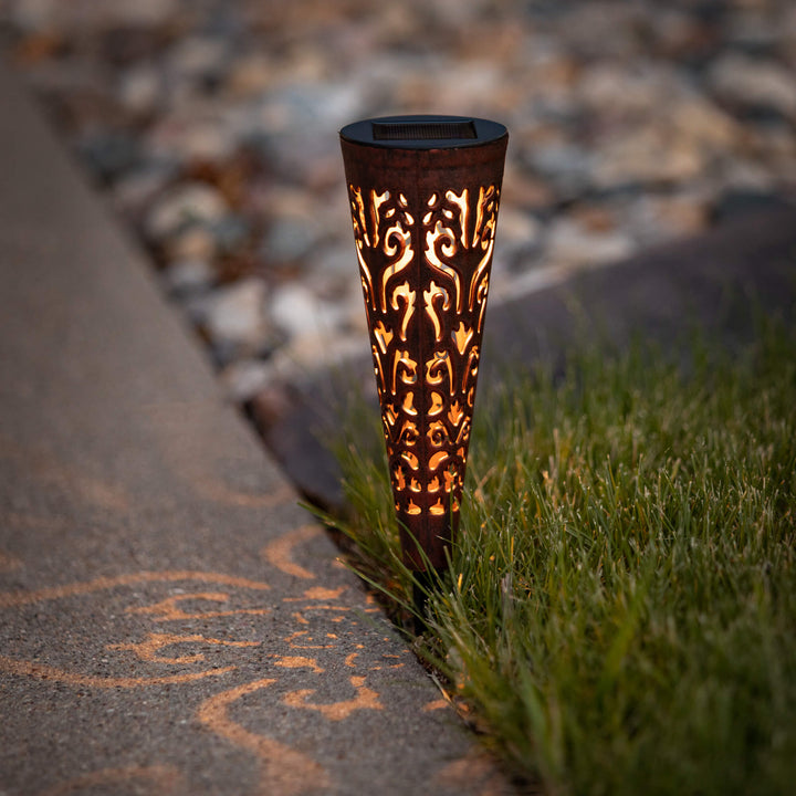 Patterned Solar Yard Stake Light, Copper