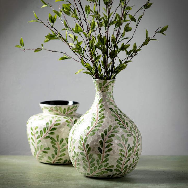 Mosaic Leaf Pattern Vase
