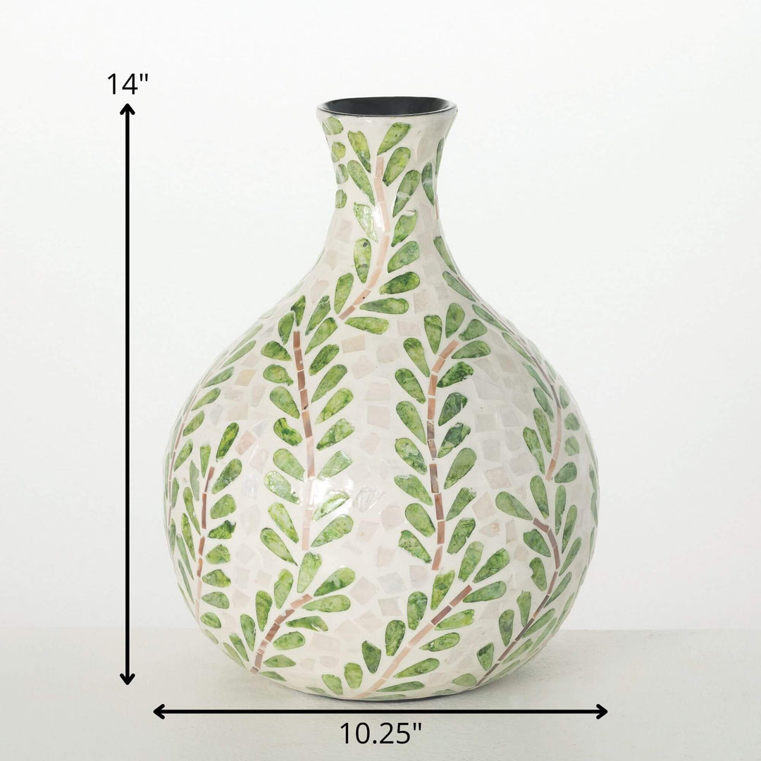 Mosaic Leaf Pattern Vase