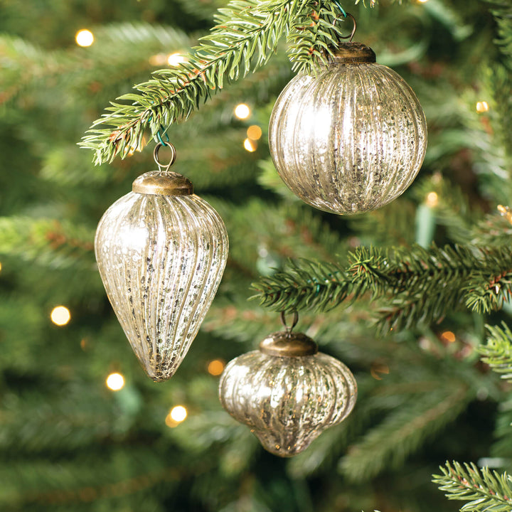 Vintage Silver Mercury Glass Ornaments