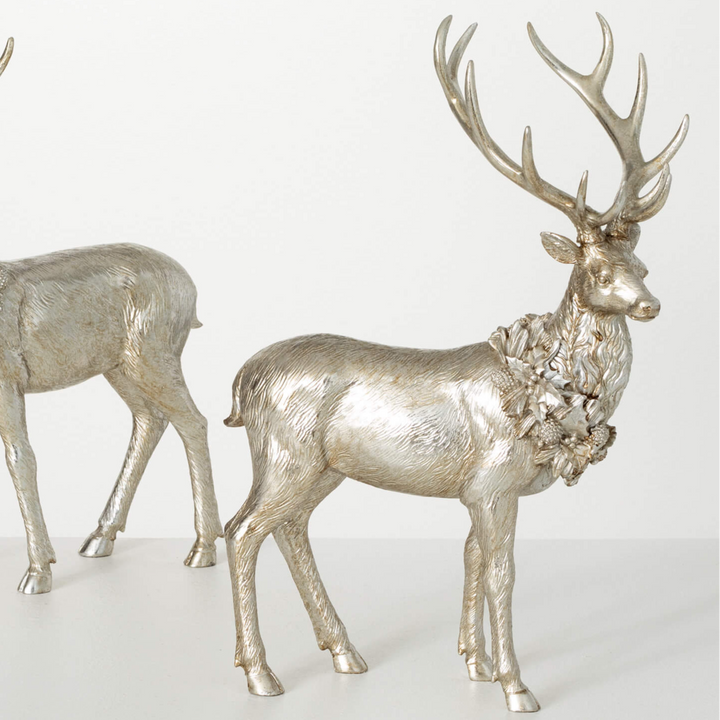 Champagne Deer Figurine Resin