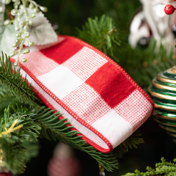 Gingham Red &amp; White Ribbon, 30&