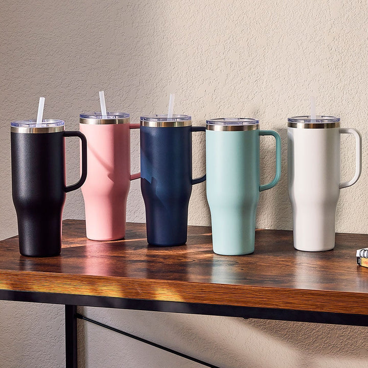 40 oz Tumbler with Handle, Screw Lid