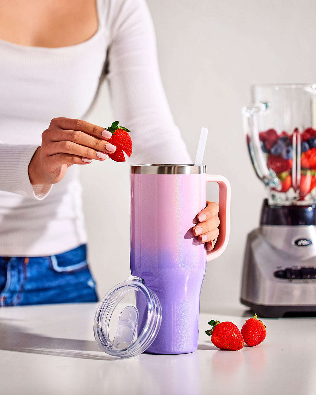 40 oz Tumbler with Handle, Screw Lid