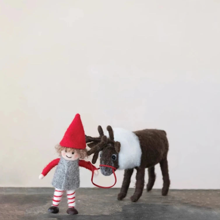 Elf and Caribou Wool Felt Figures