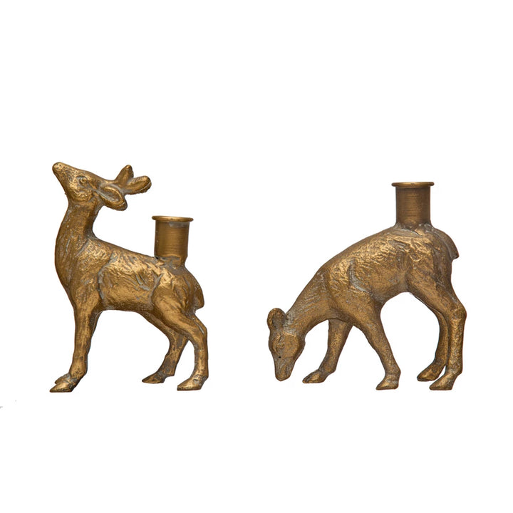 Golden Cast Iron Taper Candle Holder, 5.75"