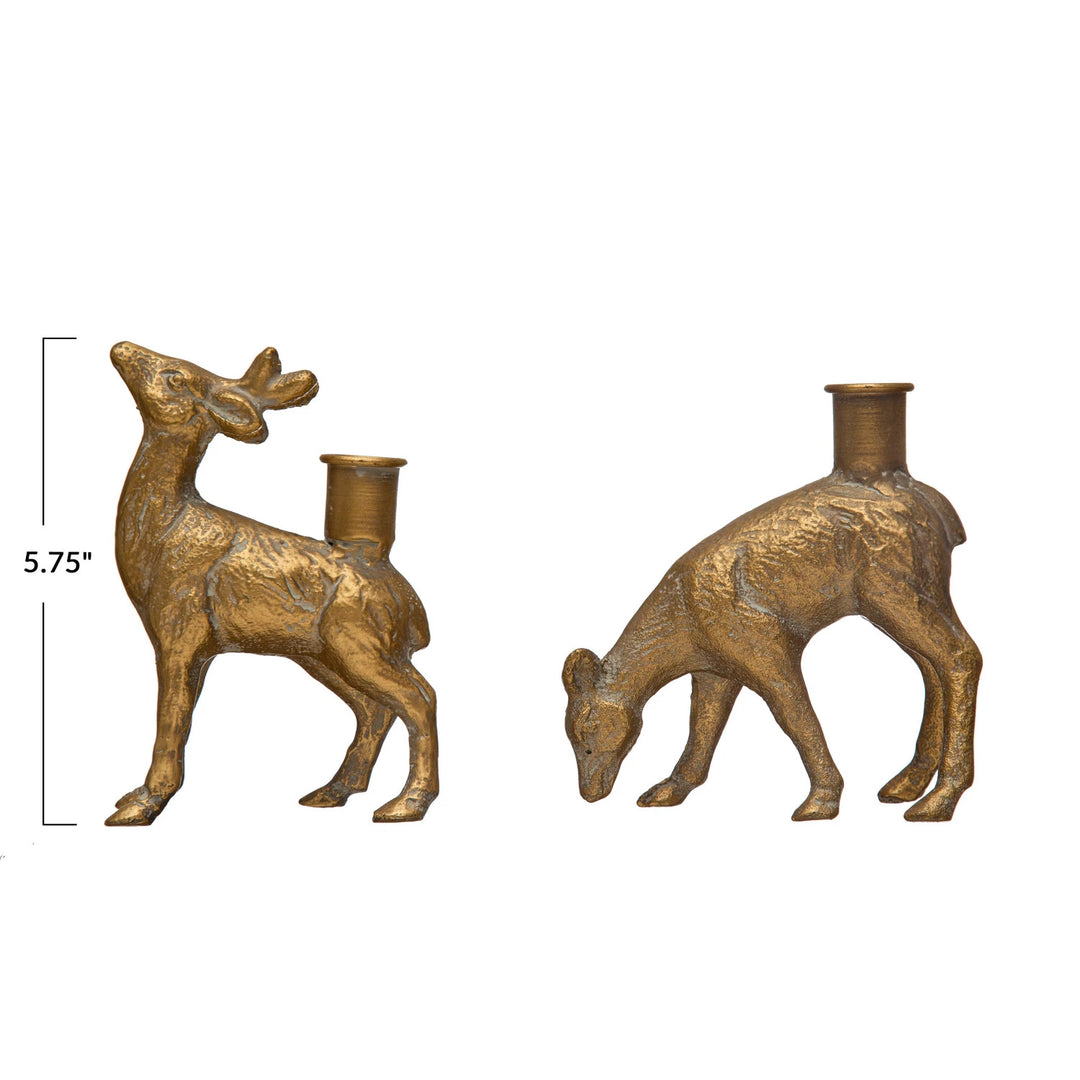 Golden Cast Iron Taper Candle Holder, 5.75"
