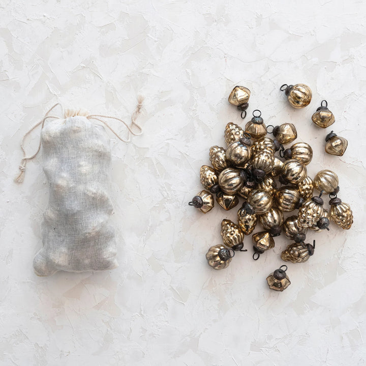 1" Embossed Mercury Glass Ornaments