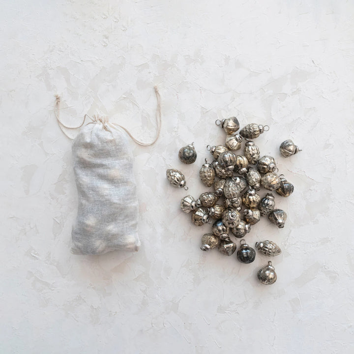 1" Embossed Mercury Glass Ornaments
