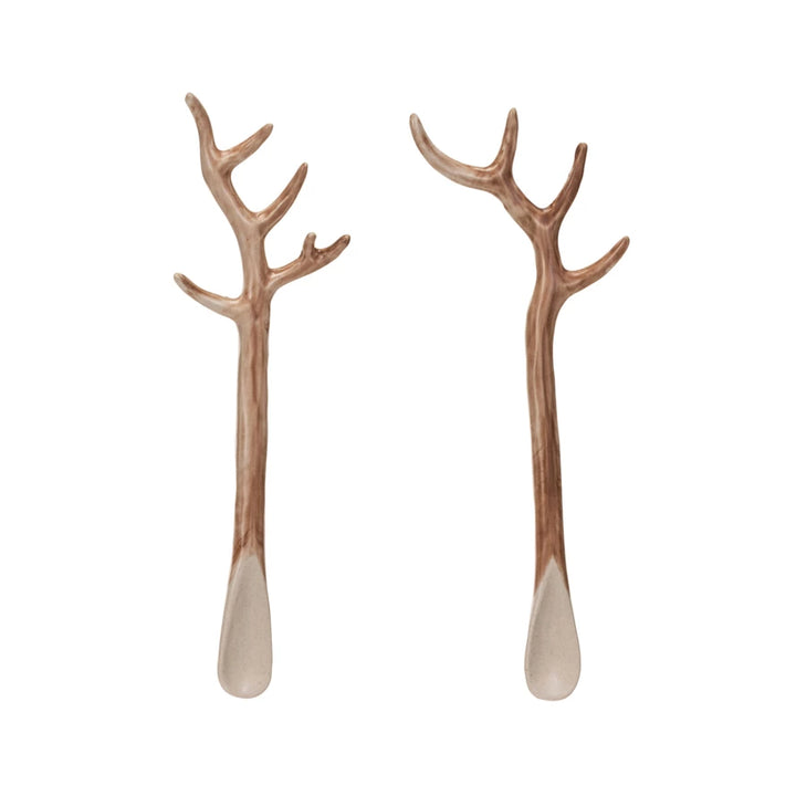 Antler Handle Stoneware Spoon