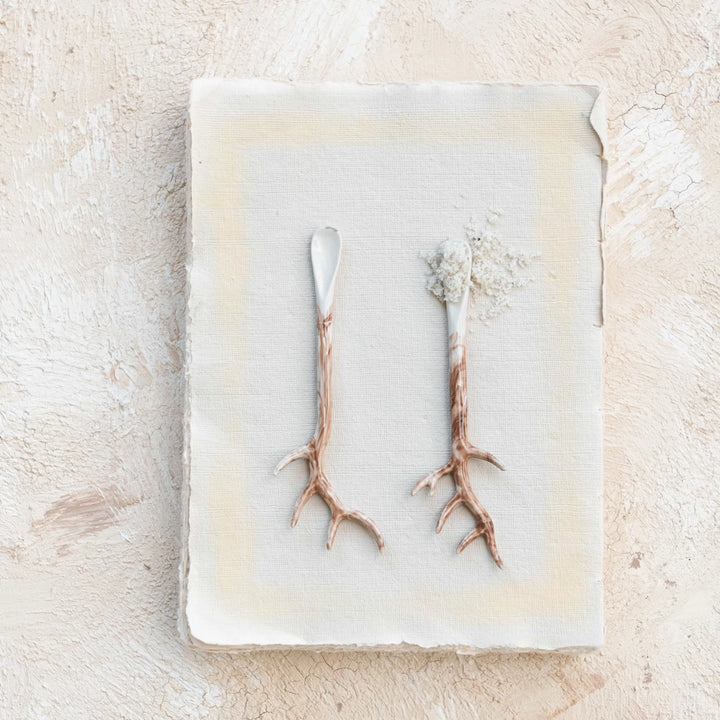 Antler Handle Stoneware Spoon
