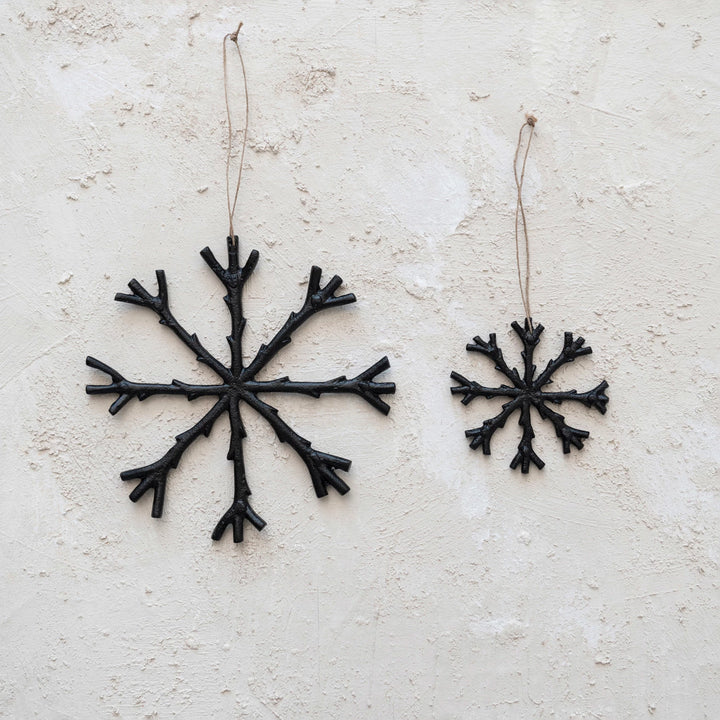 Cast Aluminum Snowflake Ornament, Black