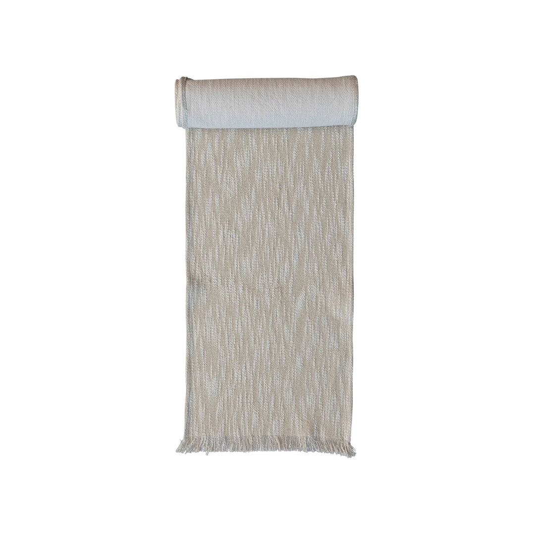 Woven Cotton Table Runner with Gold Thread, 108"