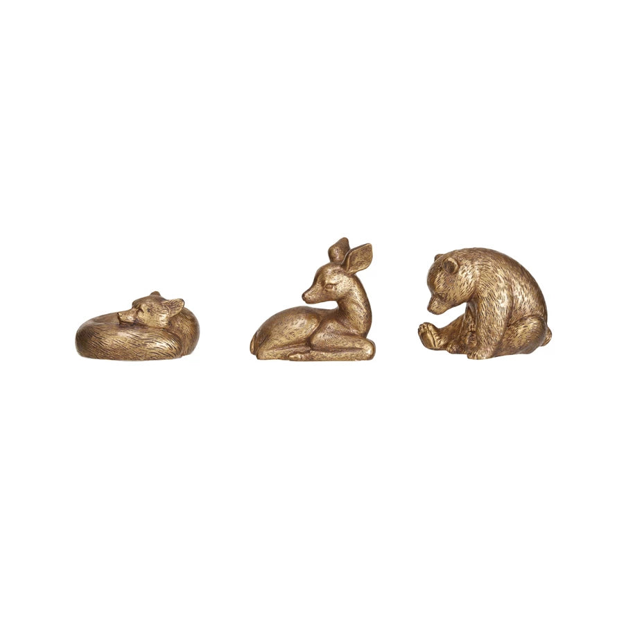 Gold Resin Sleepy Animals 2.5" x 2.75"