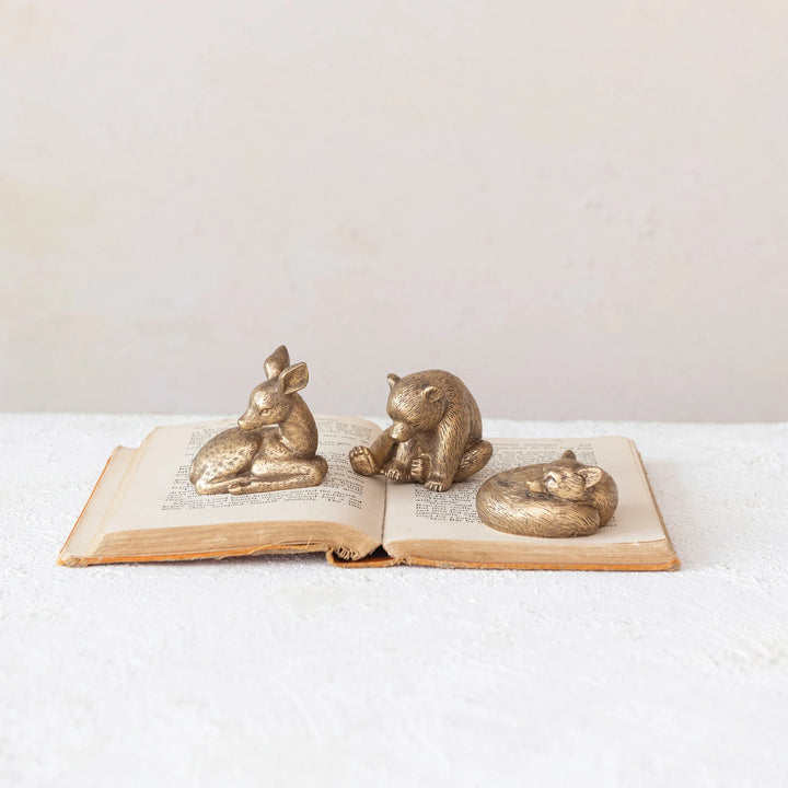 Gold Resin Sleepy Animals 2.5" x 2.75"