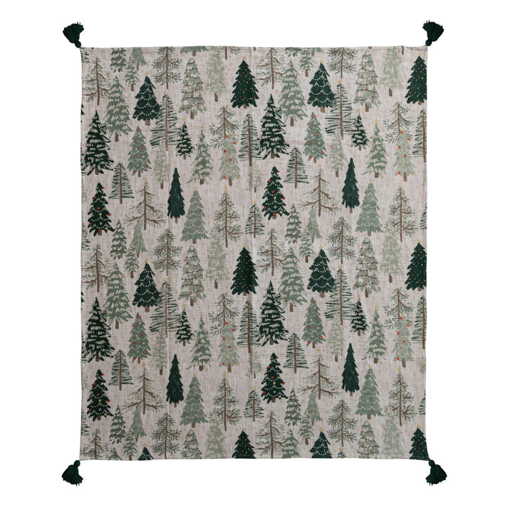 Evergreen Forest Cotton Throw Blanket
