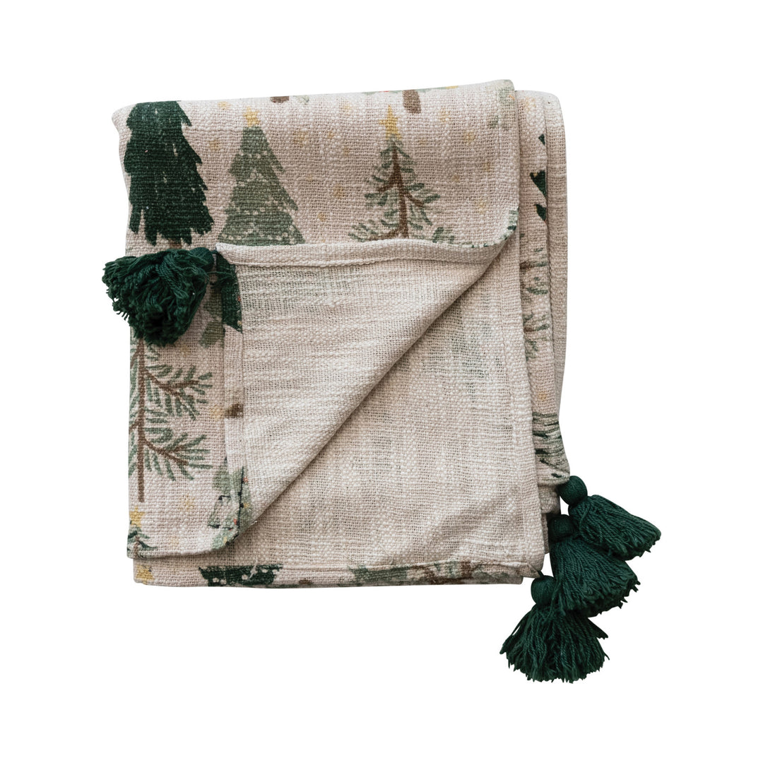 Evergreen Forest Cotton Throw Blanket
