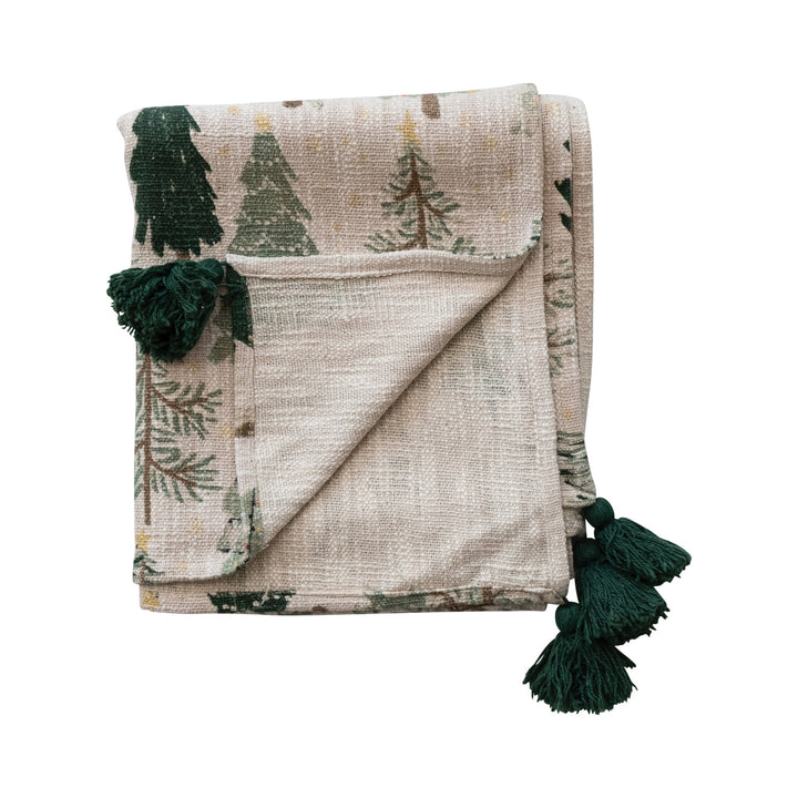 Evergreen Forest Cotton Throw Blanket