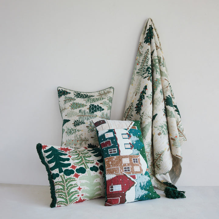 Evergreen Forest Cotton Throw Blanket
