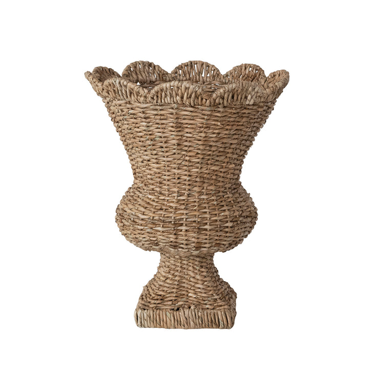 Hand-Woven Rattan Scalloped Urn