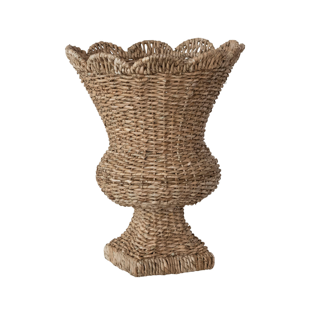 Hand-Woven Rattan Scalloped Urn