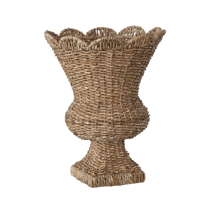 Hand-Woven Rattan Scalloped Urn
