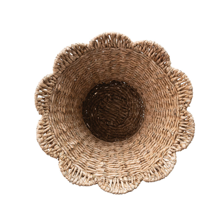 Hand-Woven Rattan Scalloped Urn