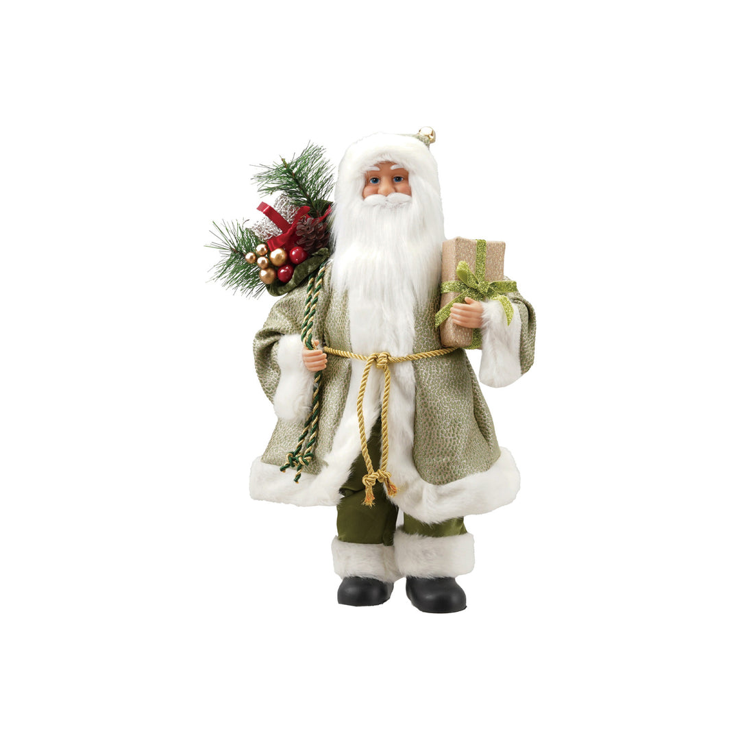 Sage Green Santa with Bouquet &amp; Gift