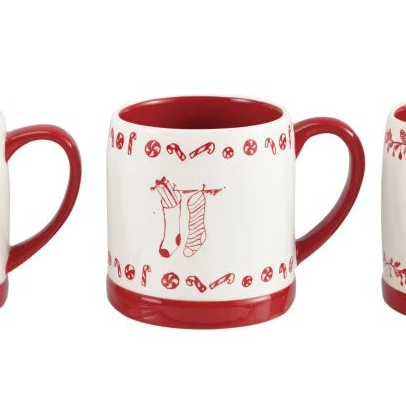 Red &amp; White Stoneware Holiday Mug