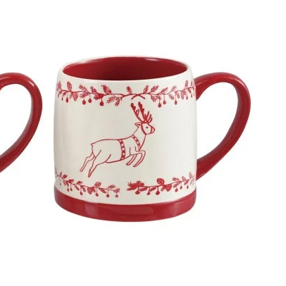 Red &amp; White Stoneware Holiday Mug