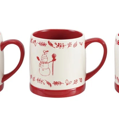 Red &amp; White Stoneware Holiday Mug