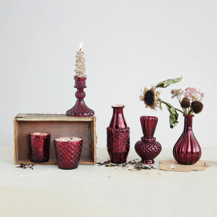 Burgundy Mercury Glass Bud Vase