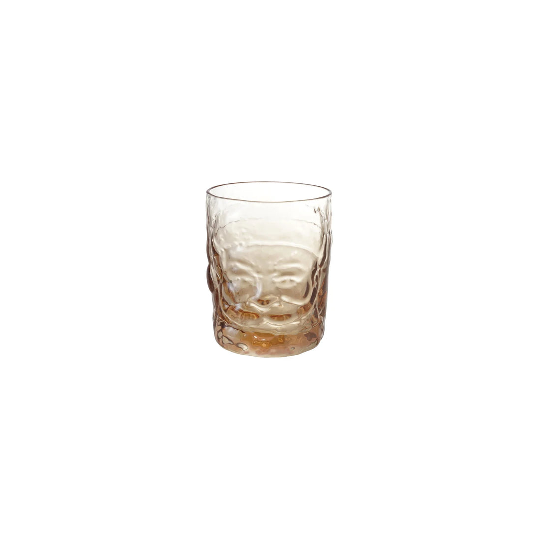 Amber Santa Head Drinking Glass, 10 oz