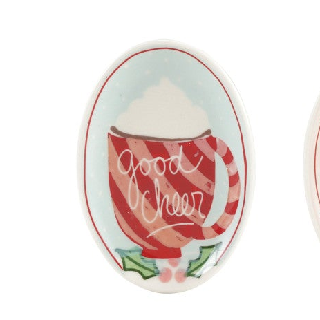 Hand-Painted Holiday Stoneware Dish