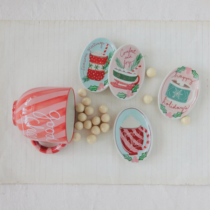 Hand-Painted Holiday Stoneware Dish