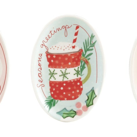 Hand-Painted Holiday Stoneware Dish