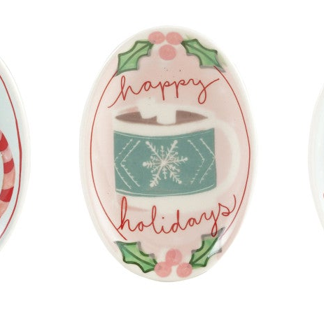 Hand-Painted Holiday Stoneware Dish